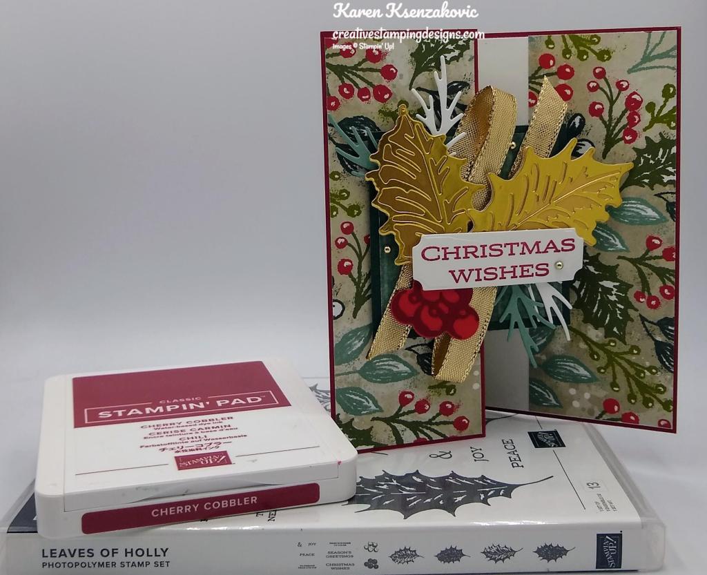 Stampin' Up! Leaves of Holly Z-Fold 1 creativestampingdesigns.com