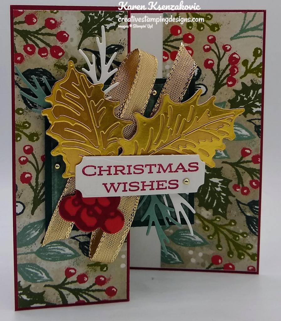 Stampin' Up! Leaves of Holly Z-Fold 2 creativestampingdesigns.com
