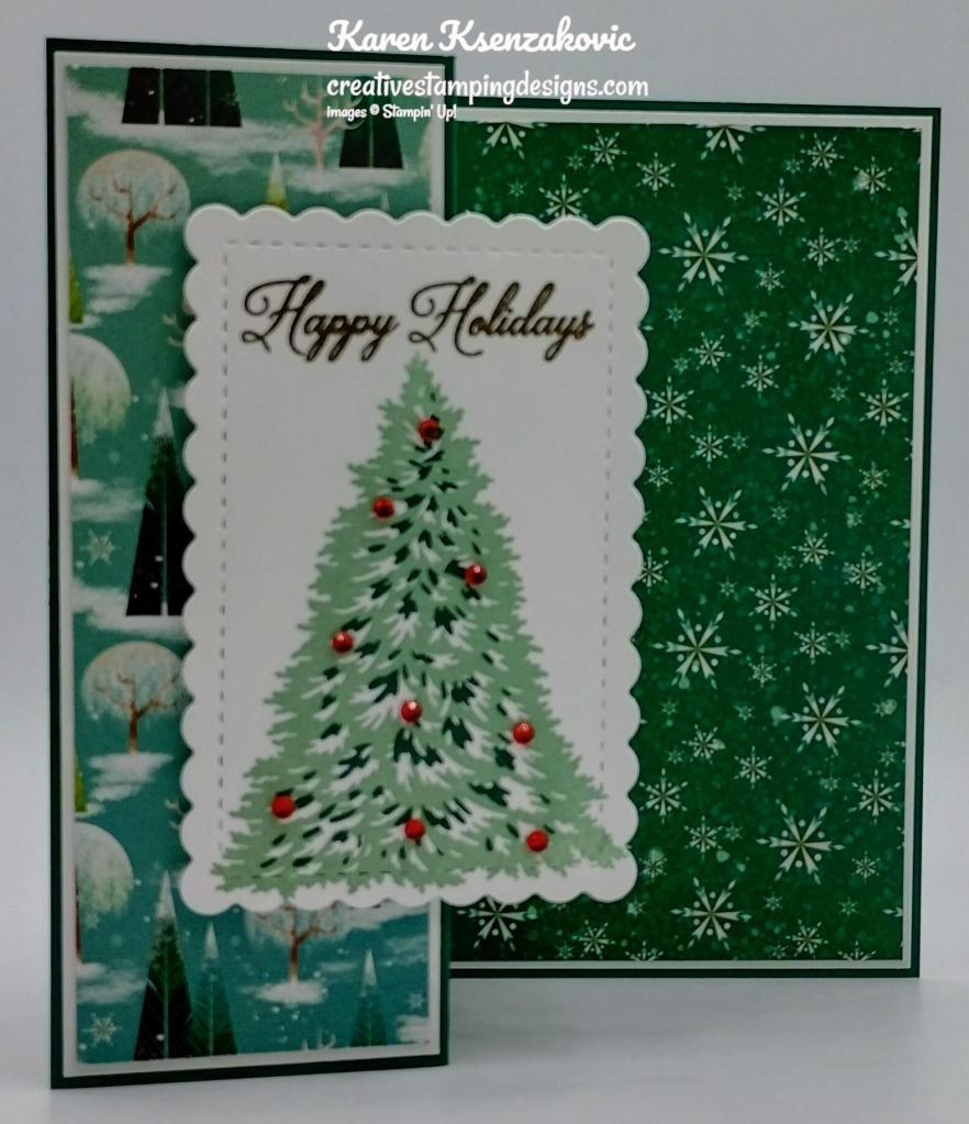 Stampin' Up! Trimming The Tree Z Fold 2 creativestampingdesigns.com
