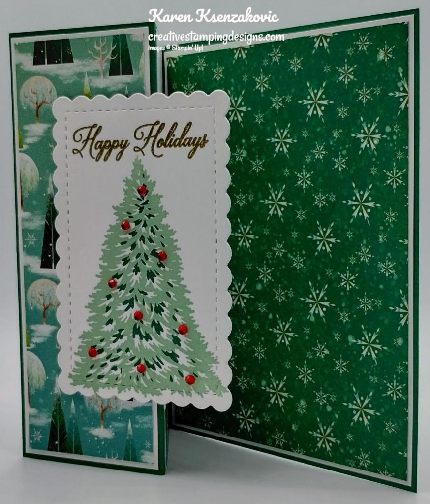 Stampin' Up! Trimming The Tree Z Fold 4 creativestampingdesigns.com