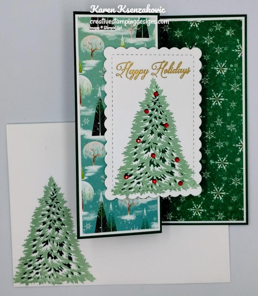 Stampin' Up! Trimming The Tree Z Fold 6 creativestampingdesigns.com