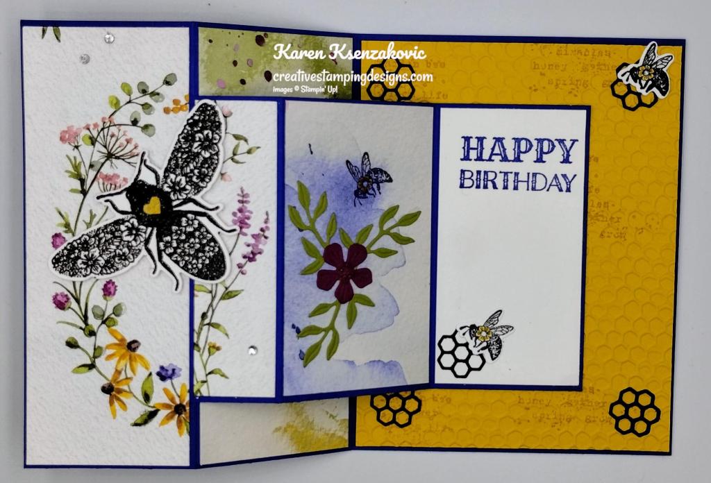 Stampin' Up! Queen Bee Fun Fold 5 creativestampingdesigns.com