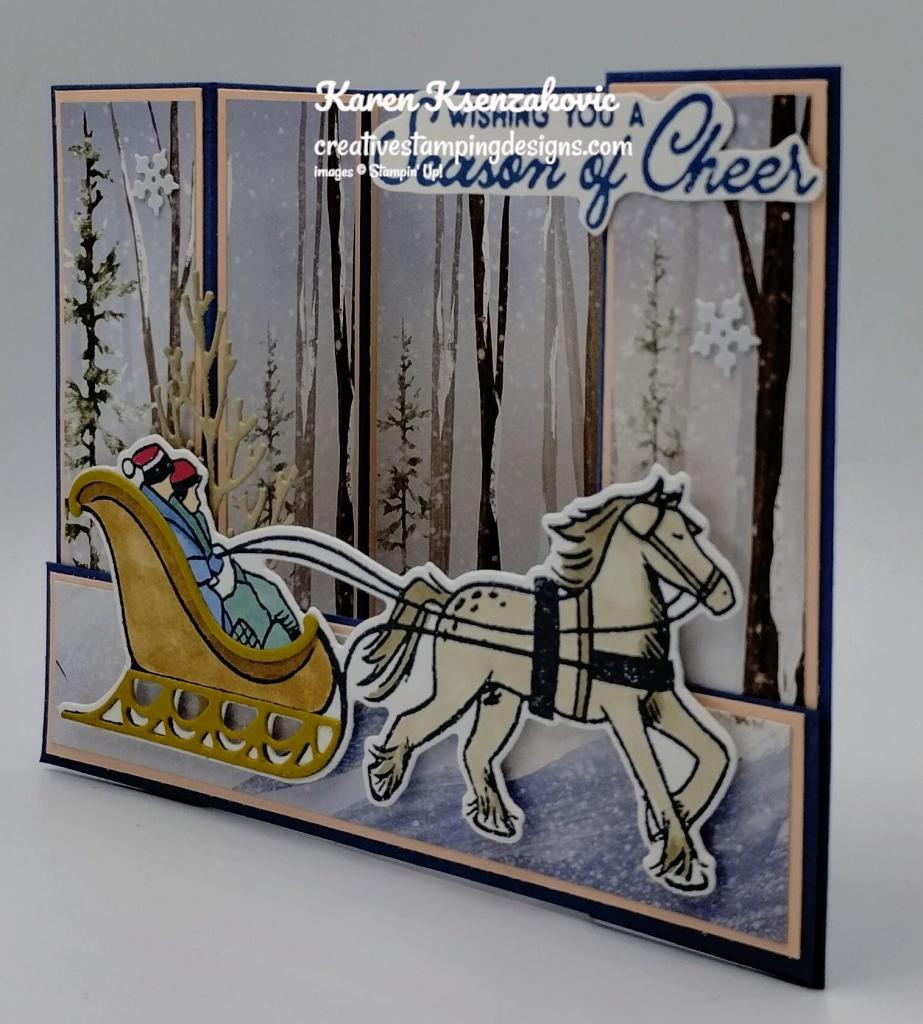 Stampin' Up! Horse & Sleigh Bridge Fold 4 creativestampingdesigns.com