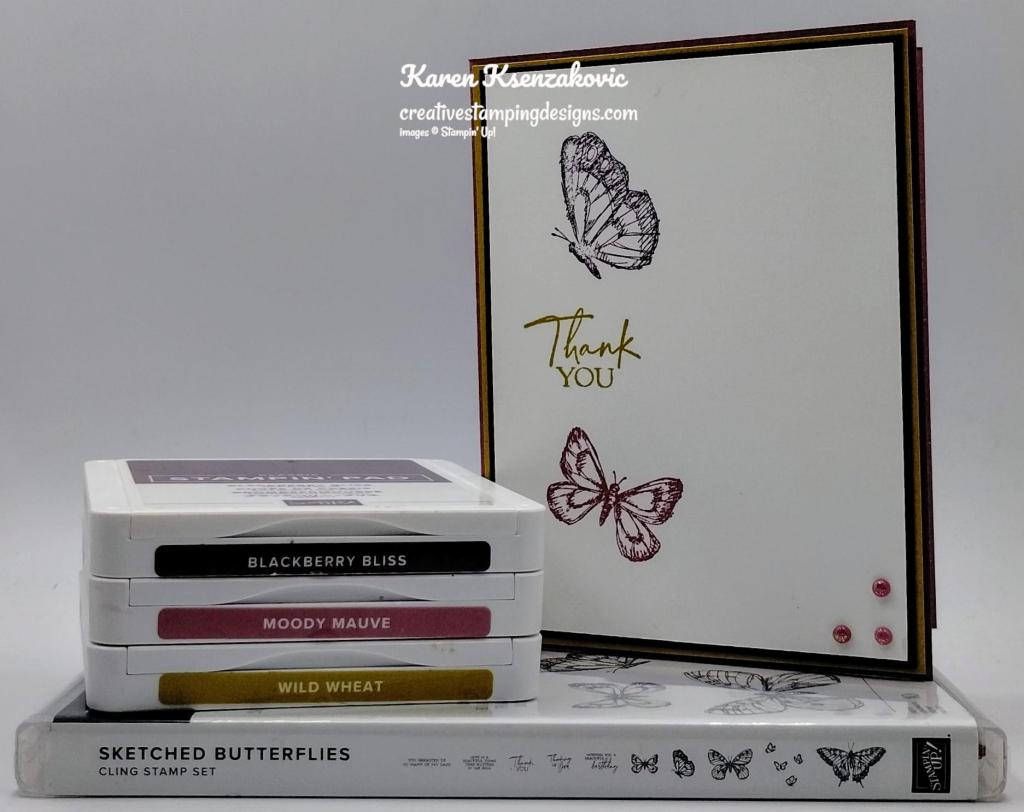 Stampin' Up! Sketched Butterflies CAS Thank You 1 creativestampingdesigns.com
