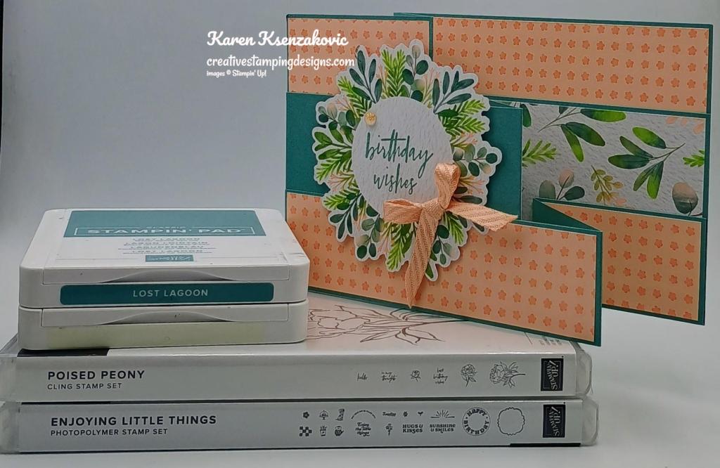 Stampin' Up1 Poised Peony Fun Fold 1 creativestampingdesigns.com