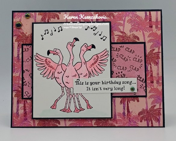 Stampin' Up1 Birthday Song Flamingos 2 creativestampingdesigns.com