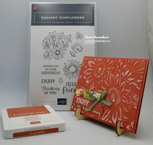 Stampin' Up! Radiant Sunflowers Embossed CAS 1 creativestampingdesigns.com