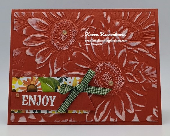 Stampin' Up! Radiant Sunflowers Embossed CAS 2 creativestampingdesigns.com