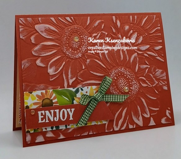 Stampin' Up! Radiant Sunflowers Embossed CAS 3 creativestampingdesigns.com