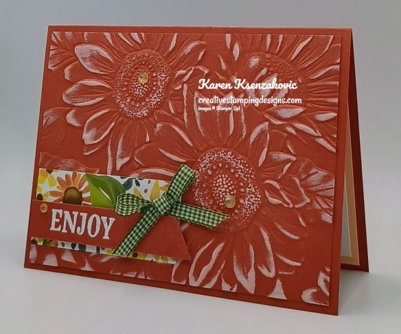 Stampin' Up! Radiant Sunflowers Embossed CAS 4 creativestampingdesigns.com